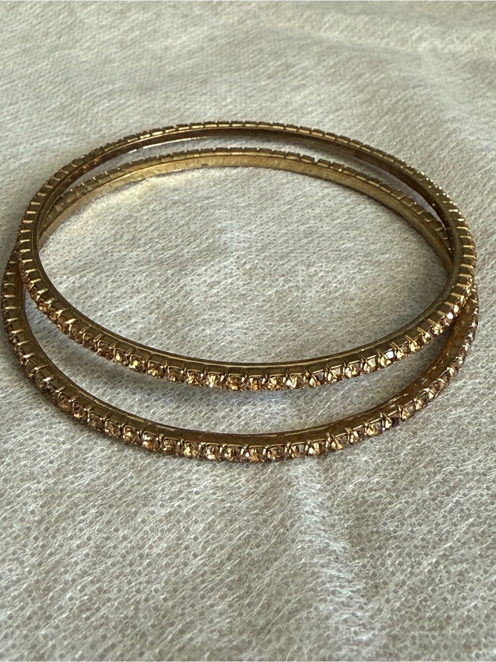 Gold Rhinestone Trim Bangle Bracelet Set - Women Jewelry